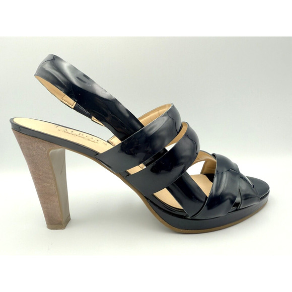 Talbots Heels In Nantucket Patten Leather Strappy Navy Size 8 Pre-owned - Picture 2 of 9